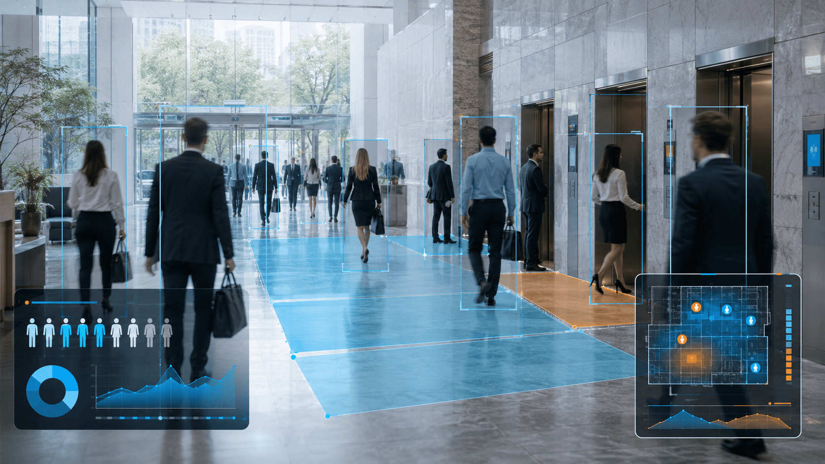 People counting and zone occupancy in a business center