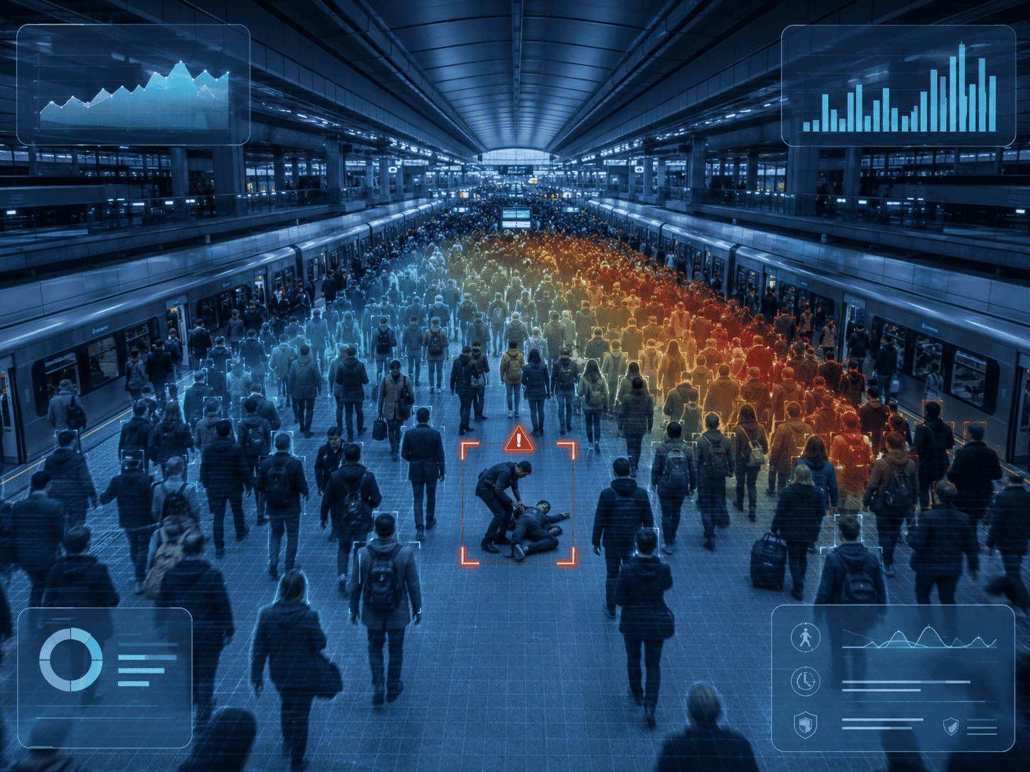 Crowd and incident monitoring at a station