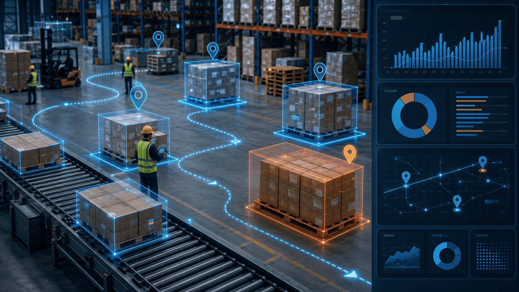 Cargo and pallet tracking in a warehouse