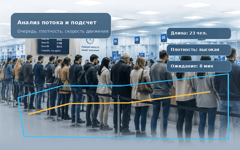 Анализ потока и подсчет очереди
